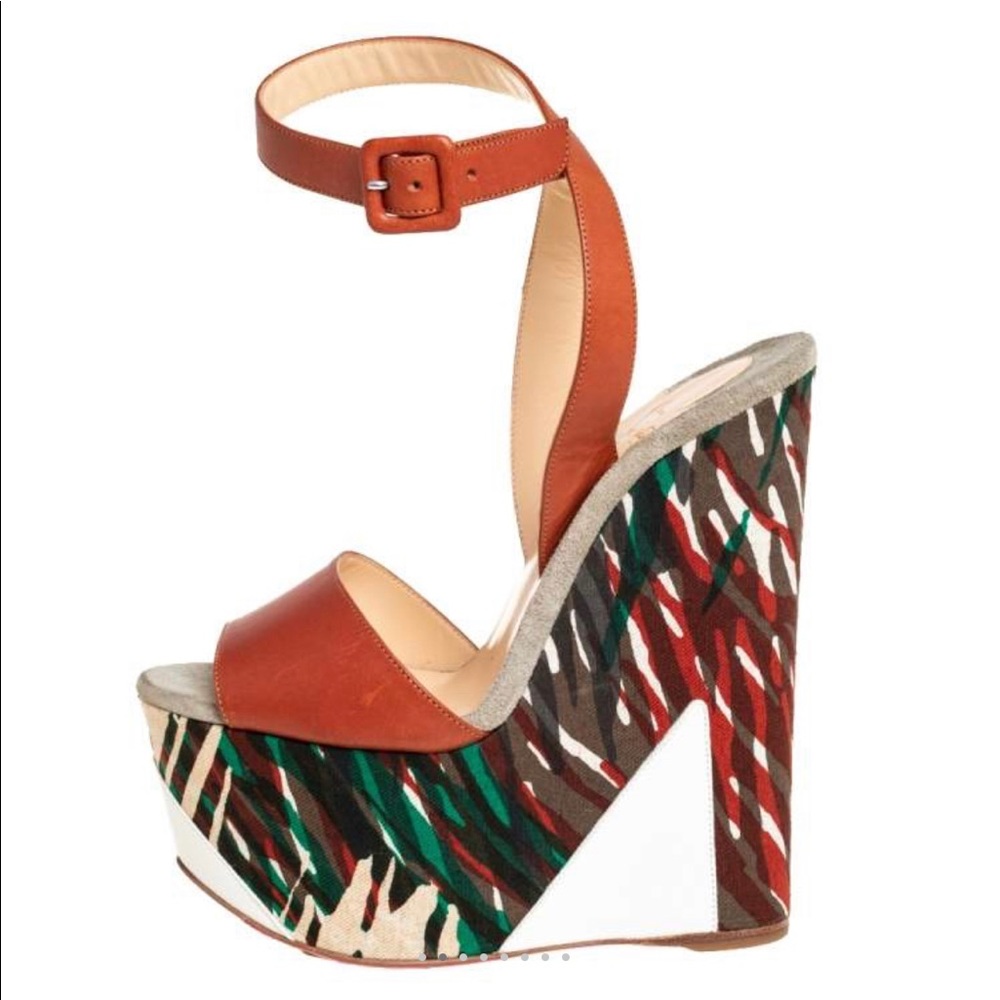 Louboutin tromploia wedges jungle nap size 36.5